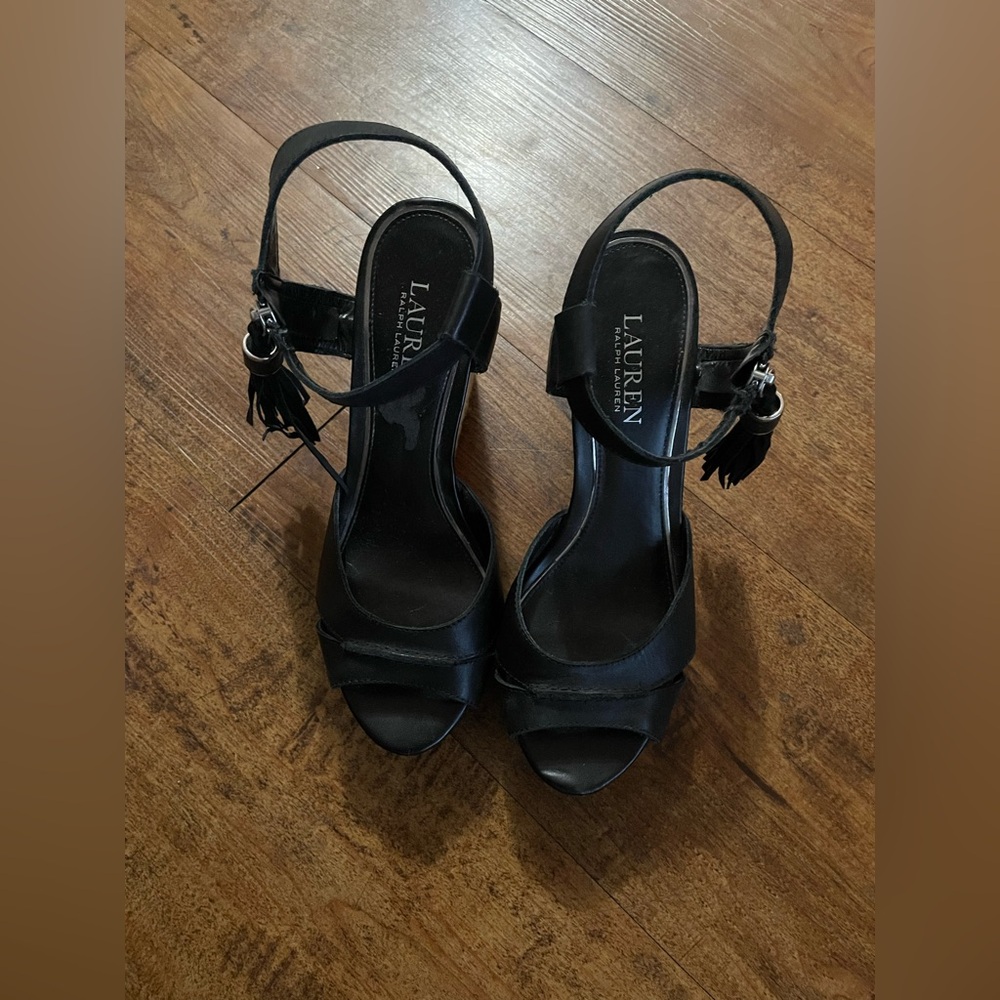 Lauren Ralph Lauren Black Wedges with Tassel size 8 - Picture 4 of 7